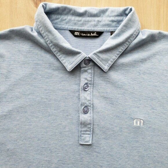 Travis Mathew Polo Shirt Blue Mens Size XXL Golf Short Sleeve Collar *LOGO* - Picture 2 of 12